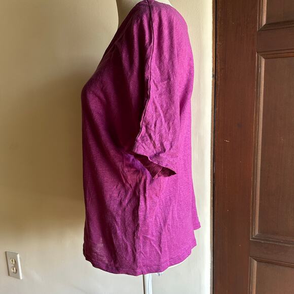 CHICO'S |  Purple Linen Blend V Neck T-Shirt - Size 1 / US Size Medium - Picture 3 of 4